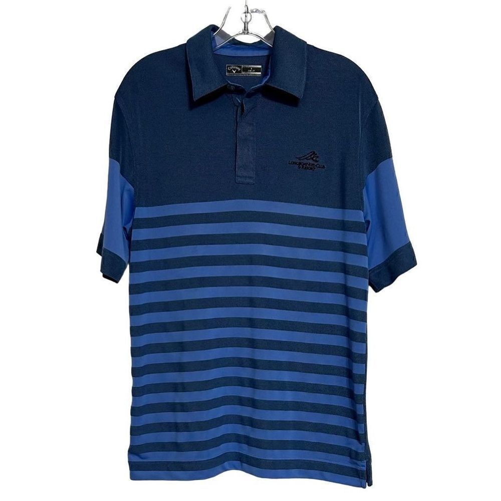 Callaway Polo Men's Size S Blue Stripes Drop Shoulder Collared Polo Shirt